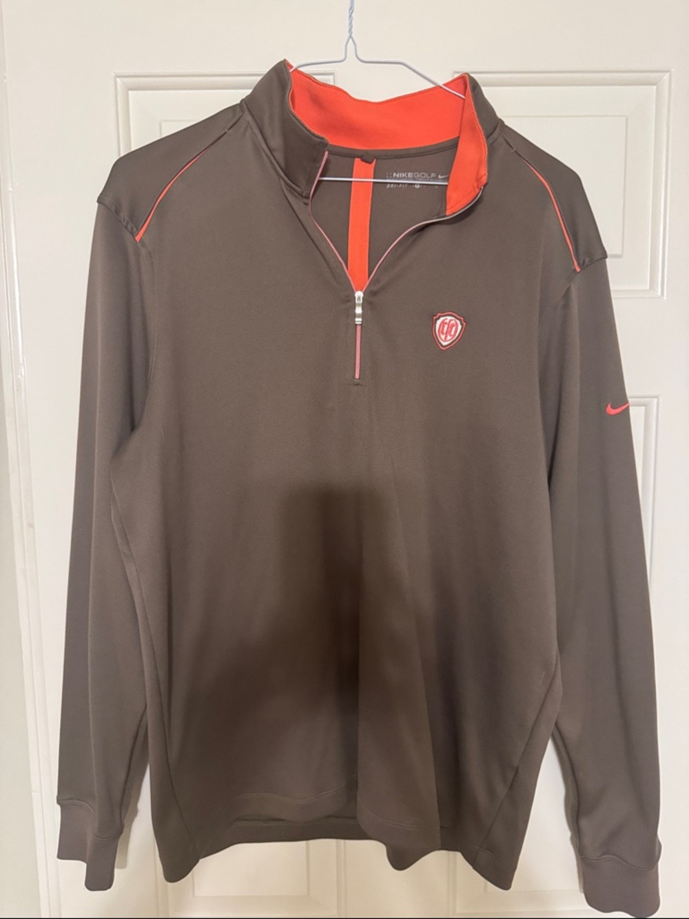 Nike Brown Lightweight 1/4-Zip Pullover with Orange Trim